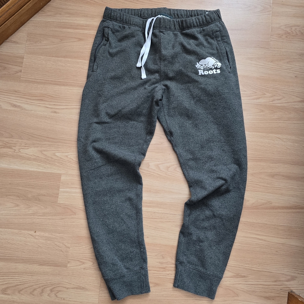 Roots Womens Organic Original Green Salt And Pepper Sweatpants with Zip Pockets